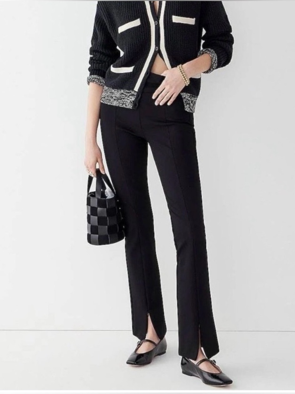 J.Crew Roxanne Flare Leg Trouser Pants Size S Italian Ponte Mario Bellucci Black